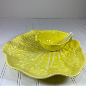 Secla Majolica Yellow Cabbage Chip n Dip